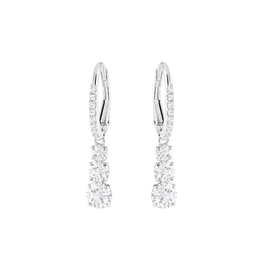 Swarovski Stilla Attract Trilogy Ohrringe, Weiss, Rhodiniert im Sale